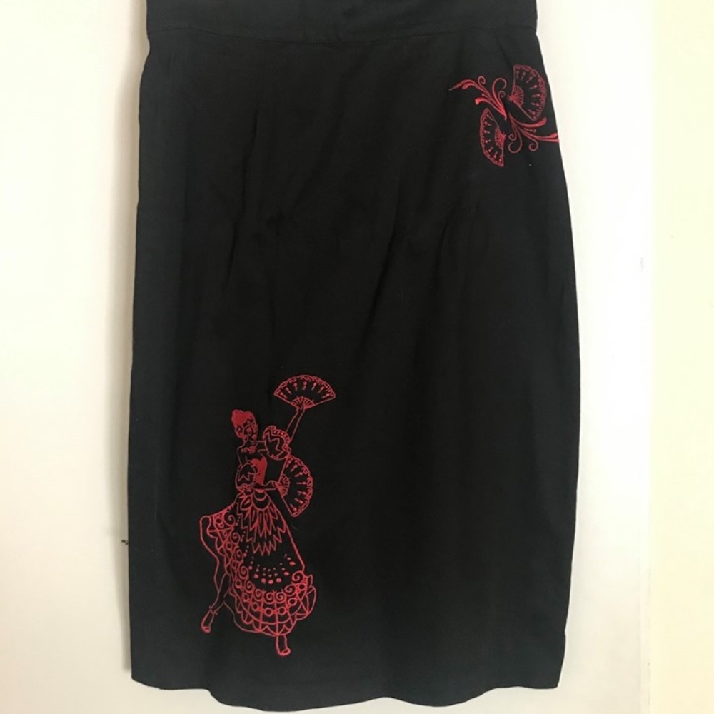 Medium black red Pin Up Girl Clothing pencil skirt